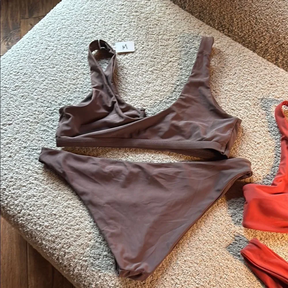Stylish Women's Swimwear Set -burnt orange and mauve